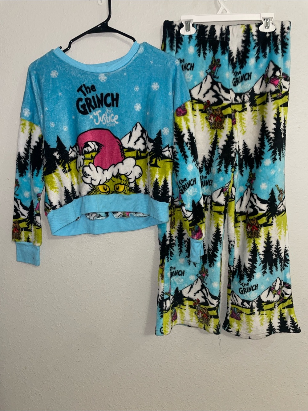 Justice The Grinch Fleece Pajama Set YL (12/14)
